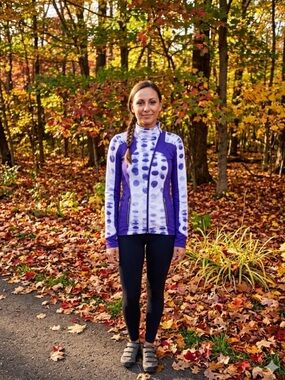 Lululemon Presta Packable Shirket Cycling
Jacket Purple White Dot 6 NWOT